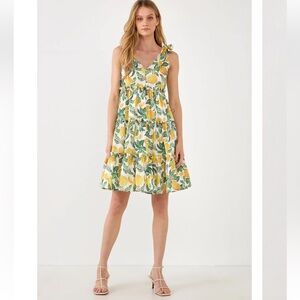 NWT New! English Factory Lemon Print Tiered V-Neck Dress XS SOLD OUT!